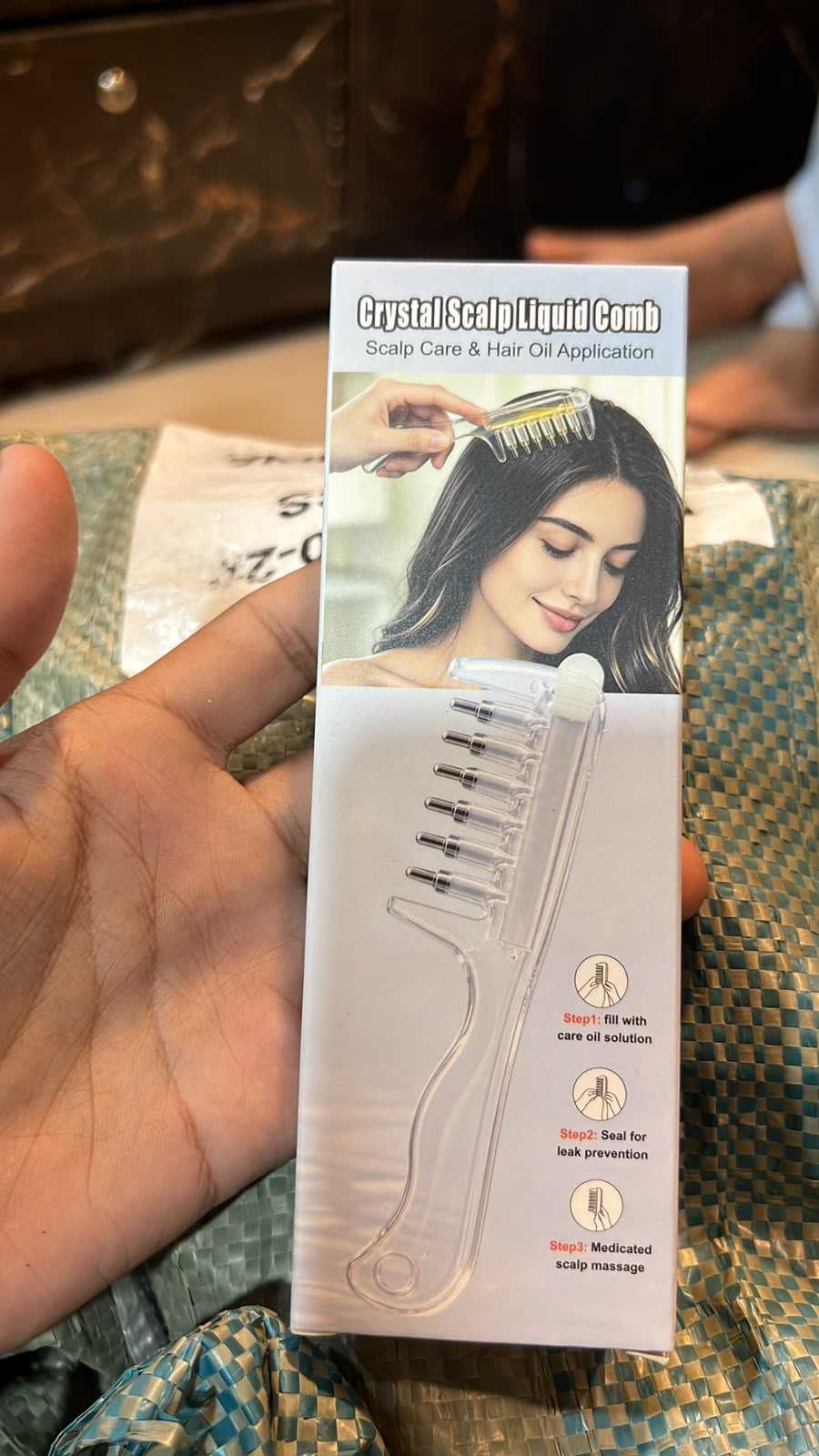 Crystal Scalp Oil Comb – Hair Root Applicator & Serum Massager Brush